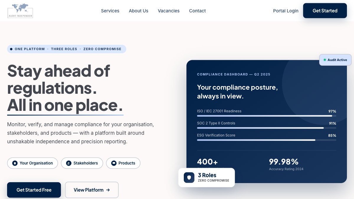 Audit Independer compliance platform screenshot