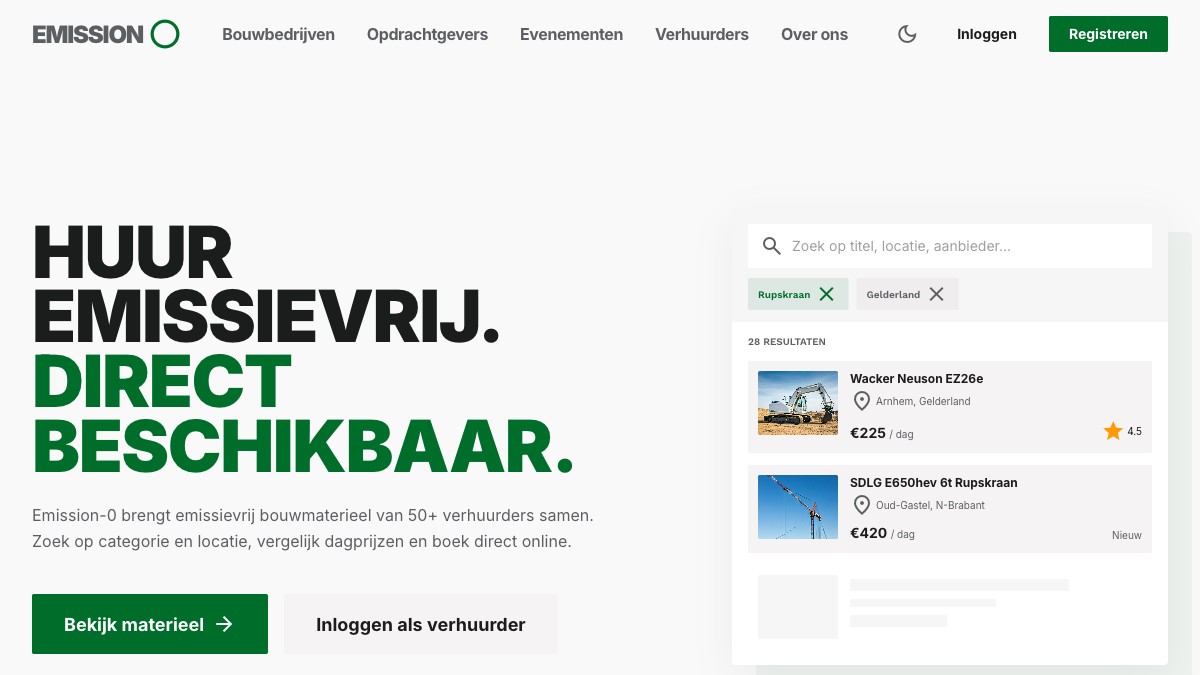 Emission-0 marketplace platform screenshot